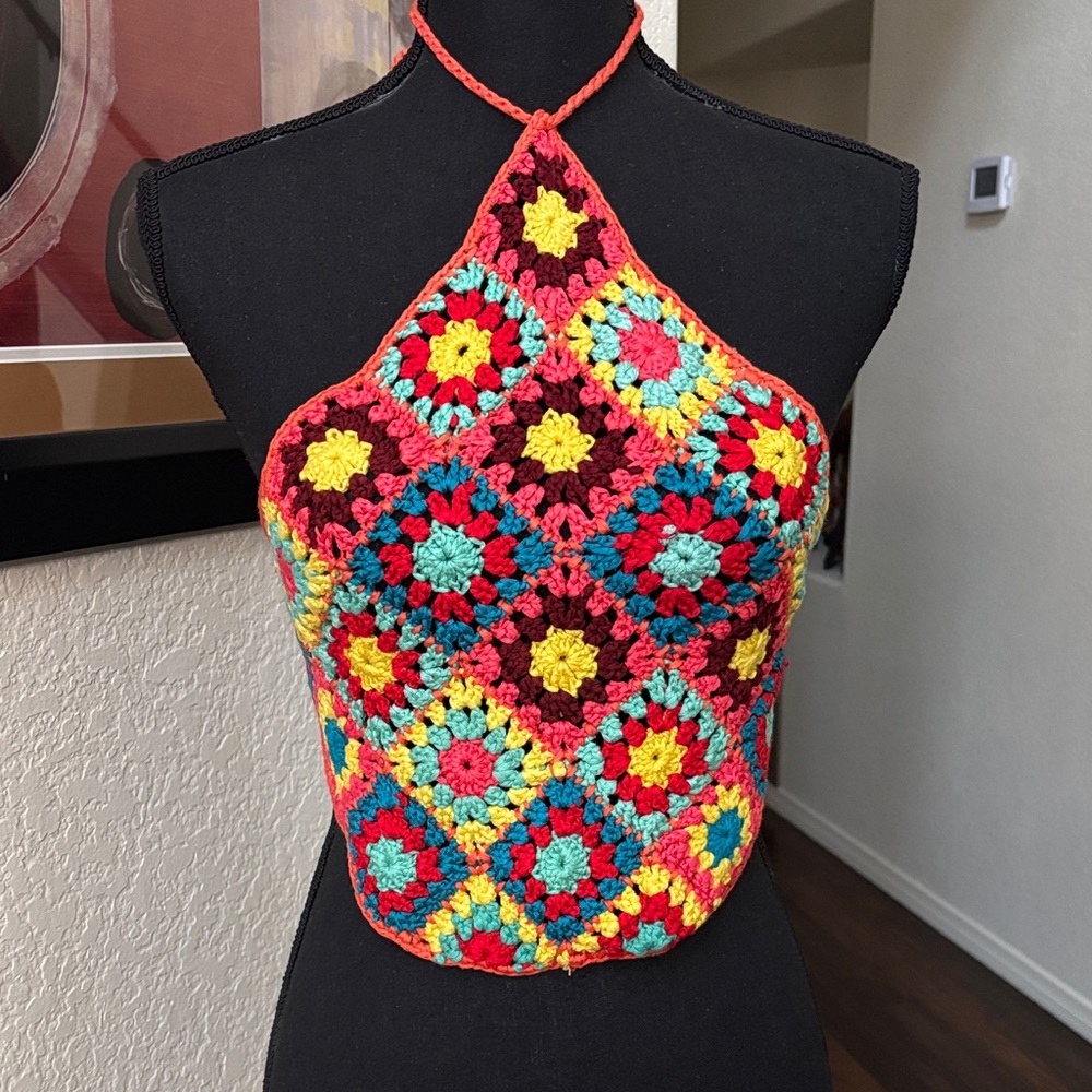 Colorful Crochet Halter Top